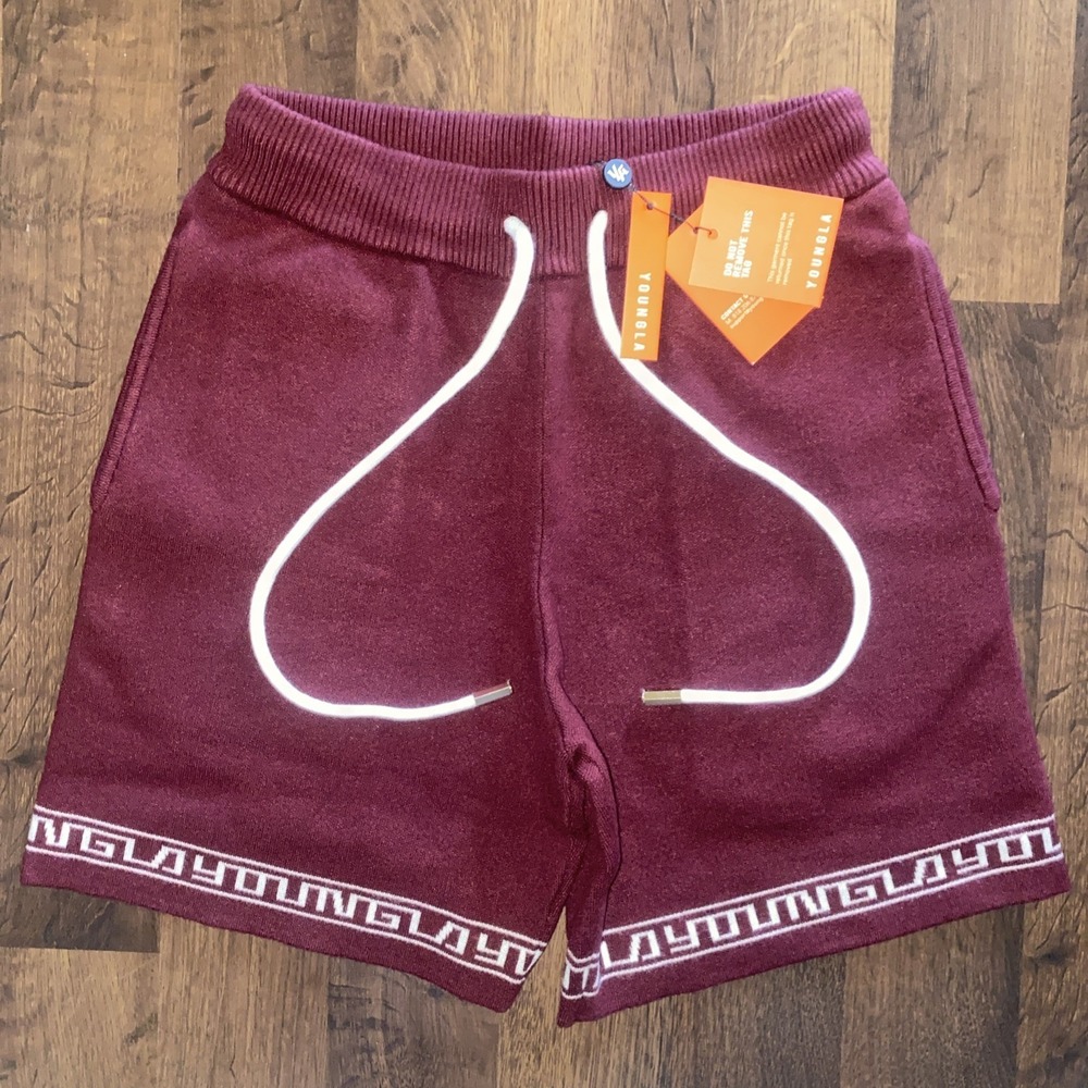 YoungLA 116 Lounge Shorts Burgundy Greek Letter‎ Size Medium Short NWT Sold Out